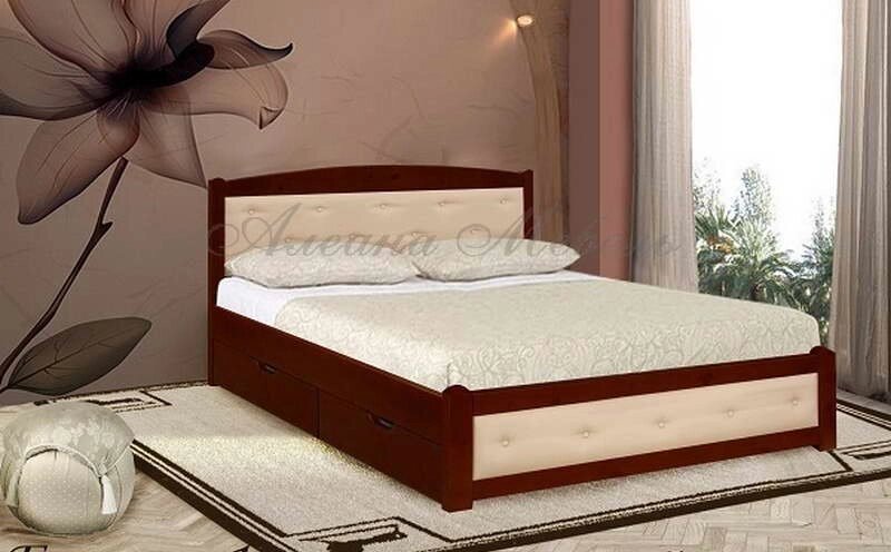 Кровать Березка с кожей от компании Мебельный магазин ГОССА - фото 1