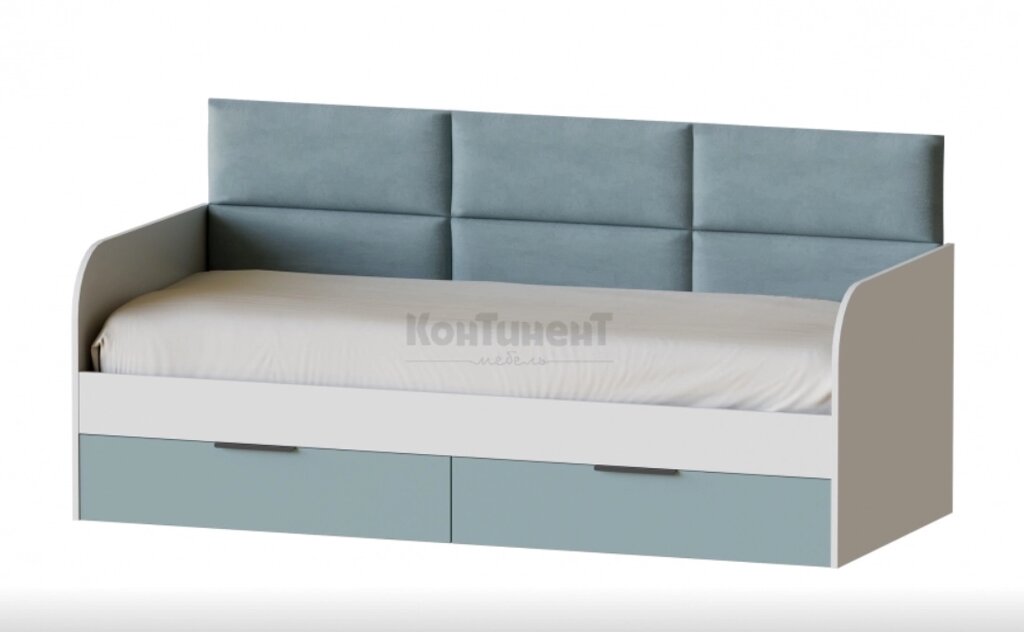 Кровать Джерси с 2-мя ящиками и мягкой спинкой ДИ-90 (сп. место 80*190 см) от компании Мебельный магазин ГОССА - фото 1