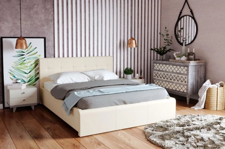 Кровать Изабелла с латами, без матраса 140х200 Найс Беж от компании Мебельный магазин ГОССА - фото 1