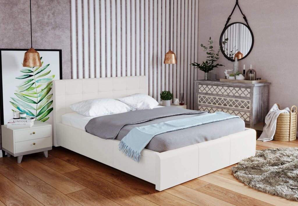 Кровать Изабелла с латами, без матраса 140х200 Найс Вайт от компании Мебельный магазин ГОССА - фото 1