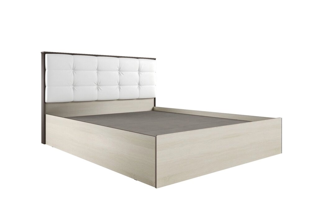 Кровать Лирика ЛК-2 на 1,4 с настилом Экокожа милк от компании Мебельный магазин ГОССА - фото 1