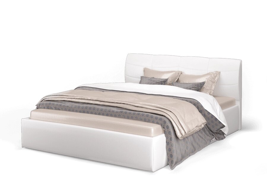 Кровать Ривьера 1200 с подъемным механизмом экокожа vega white от компании Мебельный магазин ГОССА - фото 1