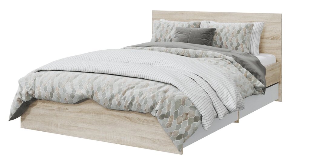 Кровать с латами и ящиками Лори 160х200, дуб сонома от компании Мебельный магазин ГОССА - фото 1