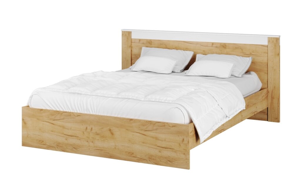Кровать с настилом ЛДСП Адель 140х200, белый/дуб крафт от компании Мебельный магазин ГОССА - фото 1