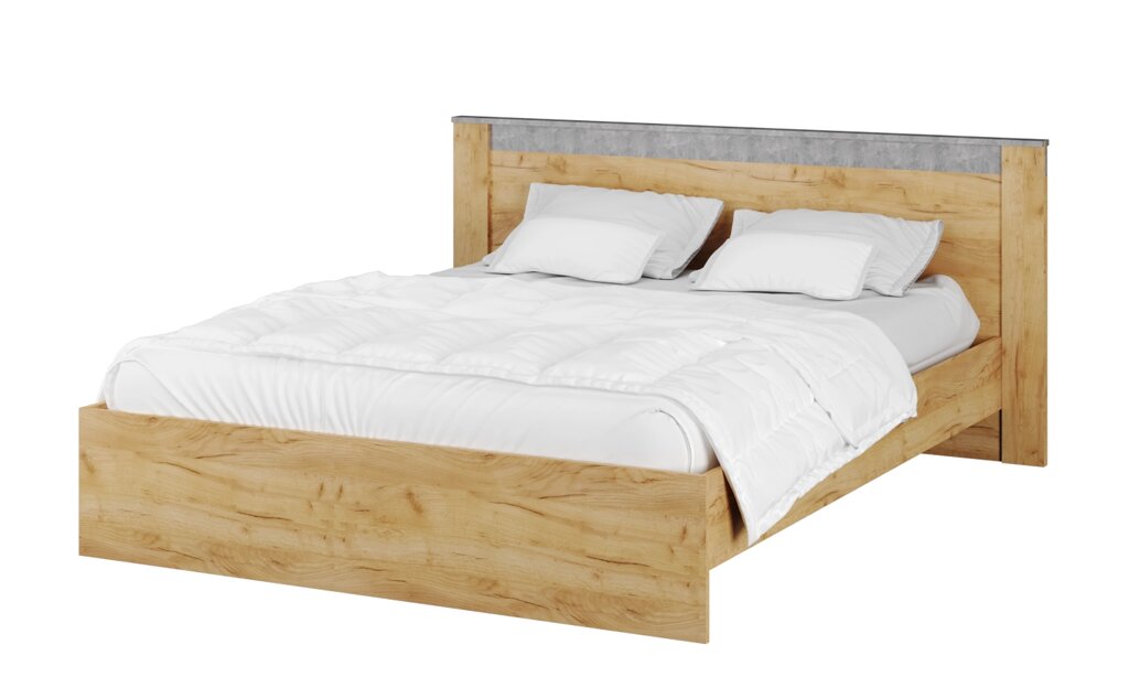 Кровать с настилом ЛДСП Адель 160х200, дуб крафт/ателье от компании Мебельный магазин ГОССА - фото 1