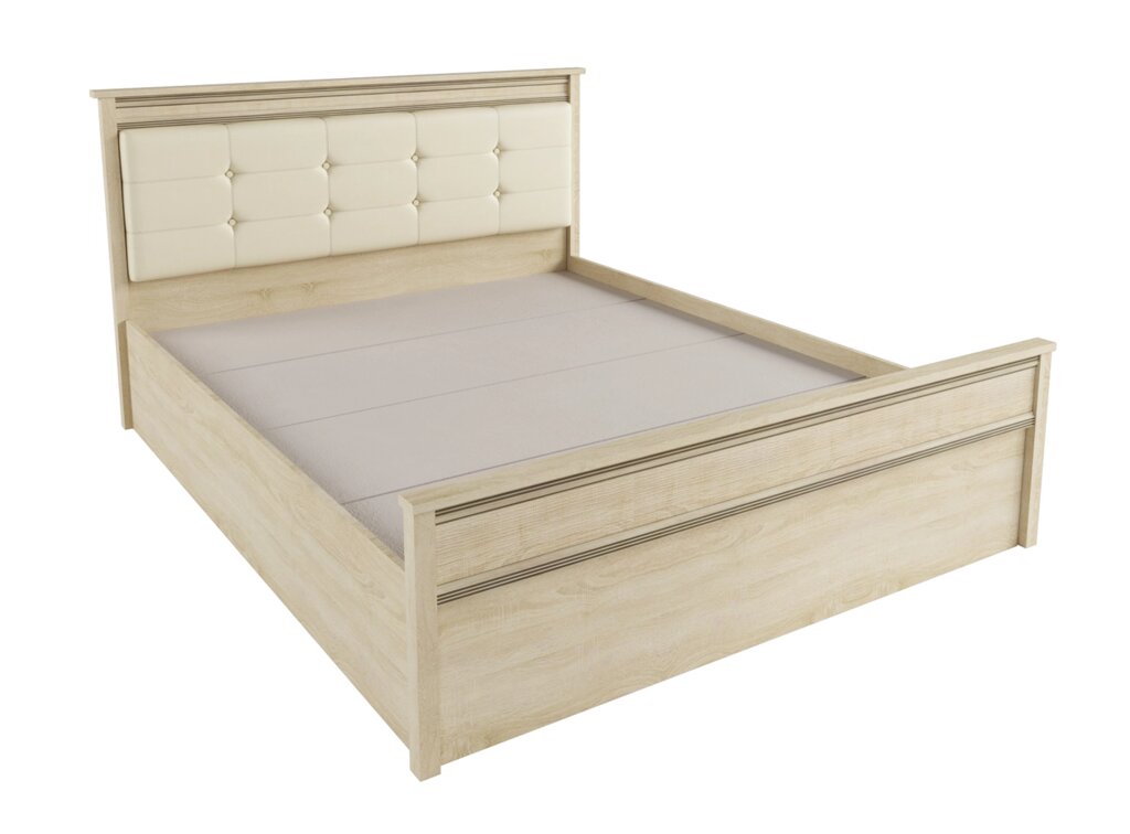 Кровать с настилом ЛДСП Ливорно ЛКР-1 140х200, дуб от компании Мебельный магазин ГОССА - фото 1