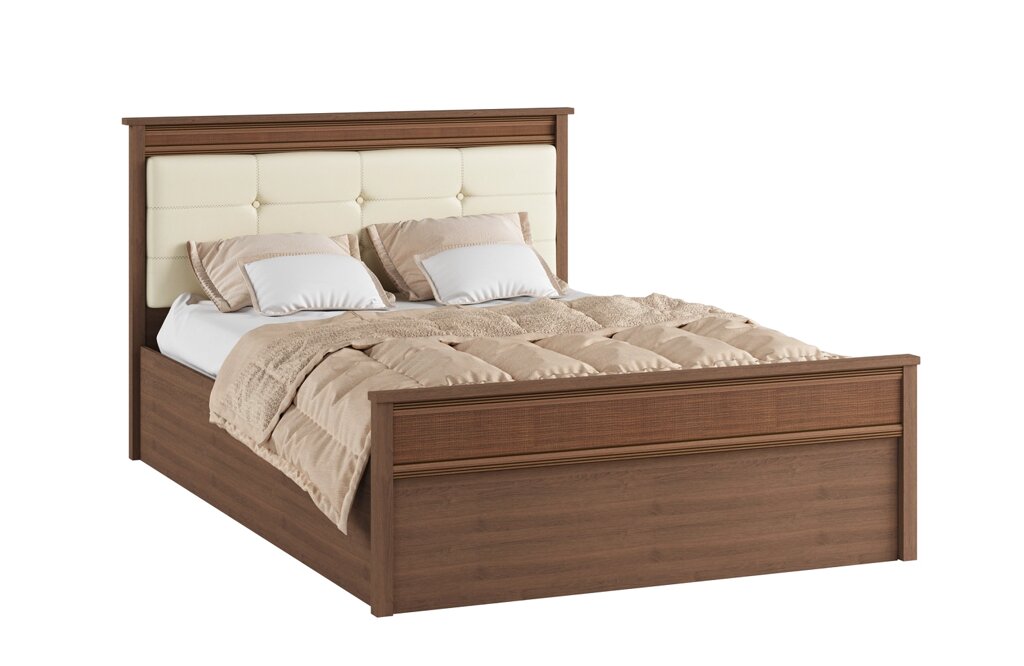 Кровать с настилом ЛДСП Ливорно ЛКР-1 140х200, орех от компании Мебельный магазин ГОССА - фото 1