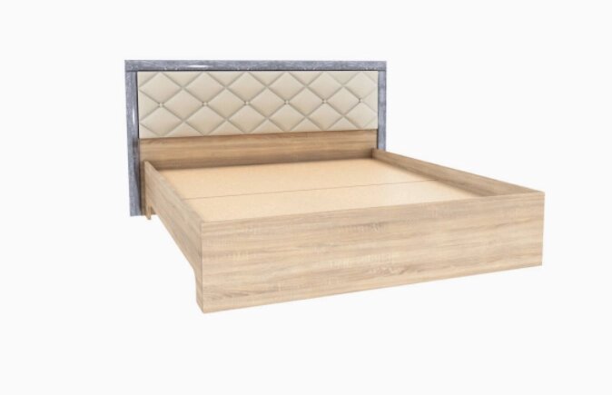 Кровать с настилом ЛДСП Мадлен 140х200, дуб шале серебро от компании Мебельный магазин ГОССА - фото 1