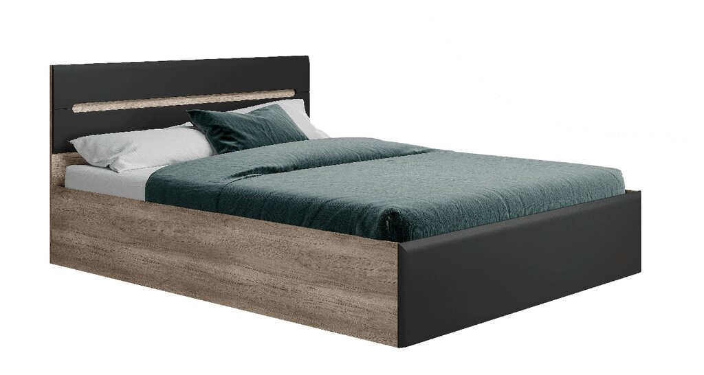 Кровать с настилом ЛДСП Наоми КР-11 160х200, дуб каньон/графит от компании Мебельный магазин ГОССА - фото 1