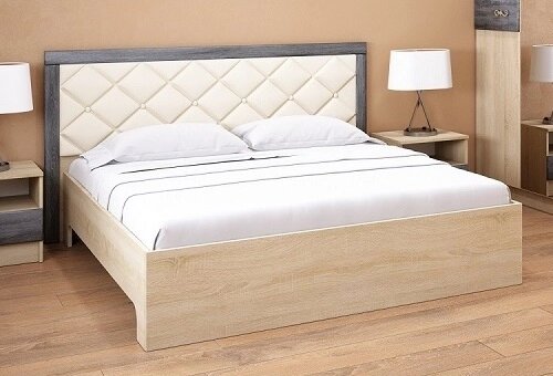 Кровать с подъемным механизмом Мадлен 140х200, дуб шале серебро от компании Мебельный магазин ГОССА - фото 1