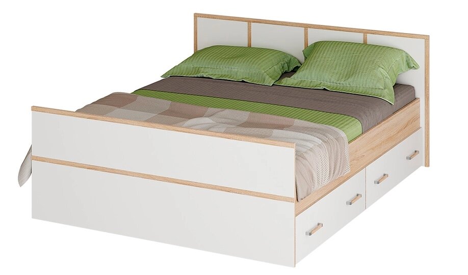 Кровать с проложками ДСП Сакура LIGHT 140х200, дуб сонома от компании Мебельный магазин ГОССА - фото 1