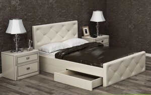 Кровать "Сантана" ВМК Шале в белом цвете и слоновой кости 90х190 см