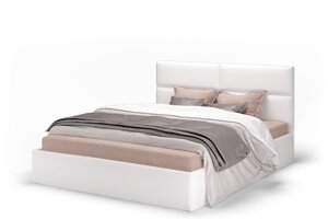 Кровать Сити 1600 с подъемным механизмом экокожа vega white