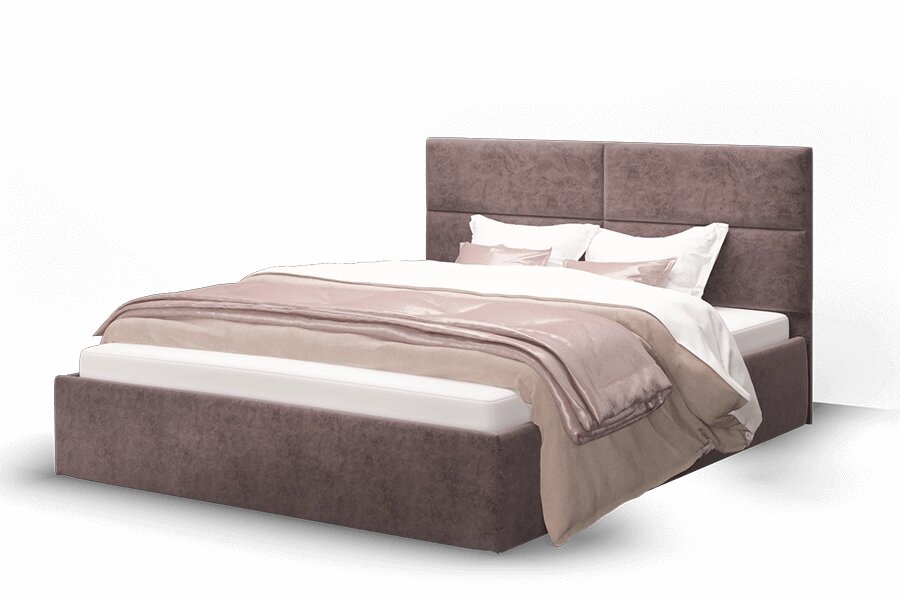 Кровать Сити 1600 велюр ROCK 12/серо-фиолетовый, без основания от компании Мебельный магазин ГОССА - фото 1