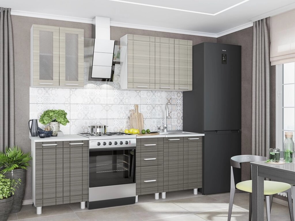 Кухня 1,6 м Бомбей-евро (Сандал серый, Сандал белый) от компании Мебельный магазин ГОССА - фото 1
