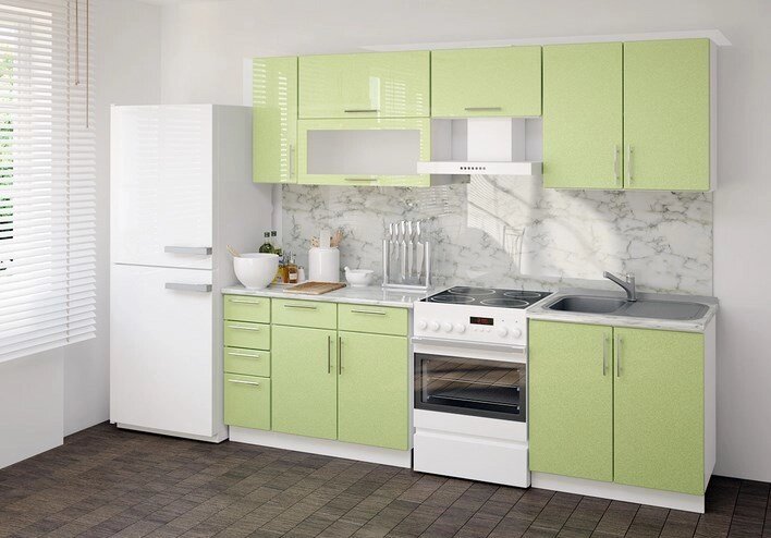 Кухонный гарнитур Зеленый металлик от компании Мебельный магазин ГОССА - фото 1