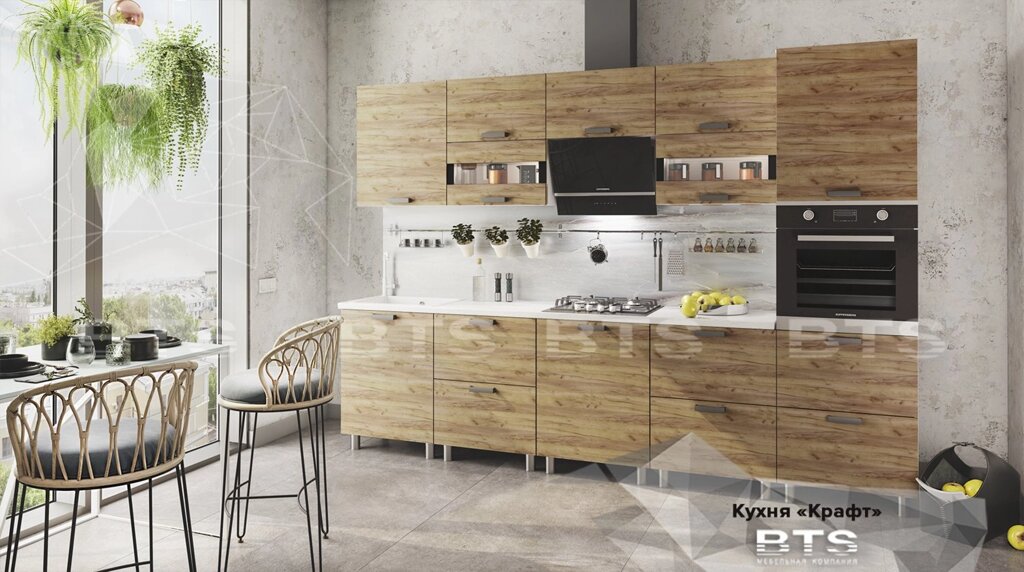Модульная кухня Крафт (комплект 3) от компании Мебельный магазин ГОССА - фото 1
