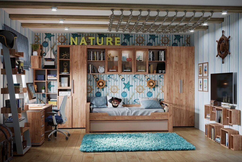 Молодежная комната Nature (комплект 2) от компании Мебельный магазин ГОССА - фото 1