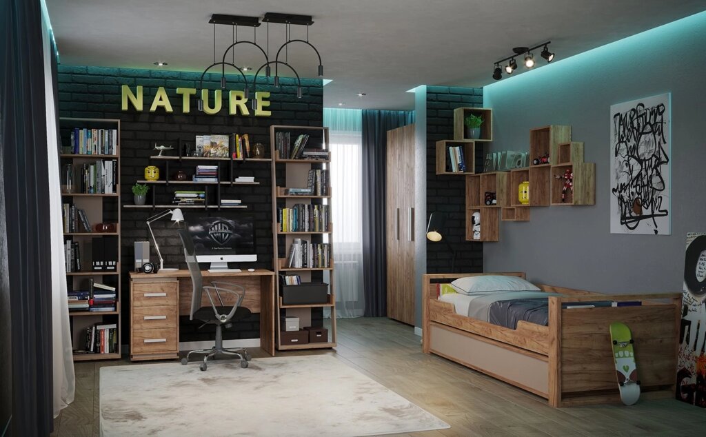 Молодежная комната Nature (комплект 5) от компании Мебельный магазин ГОССА - фото 1