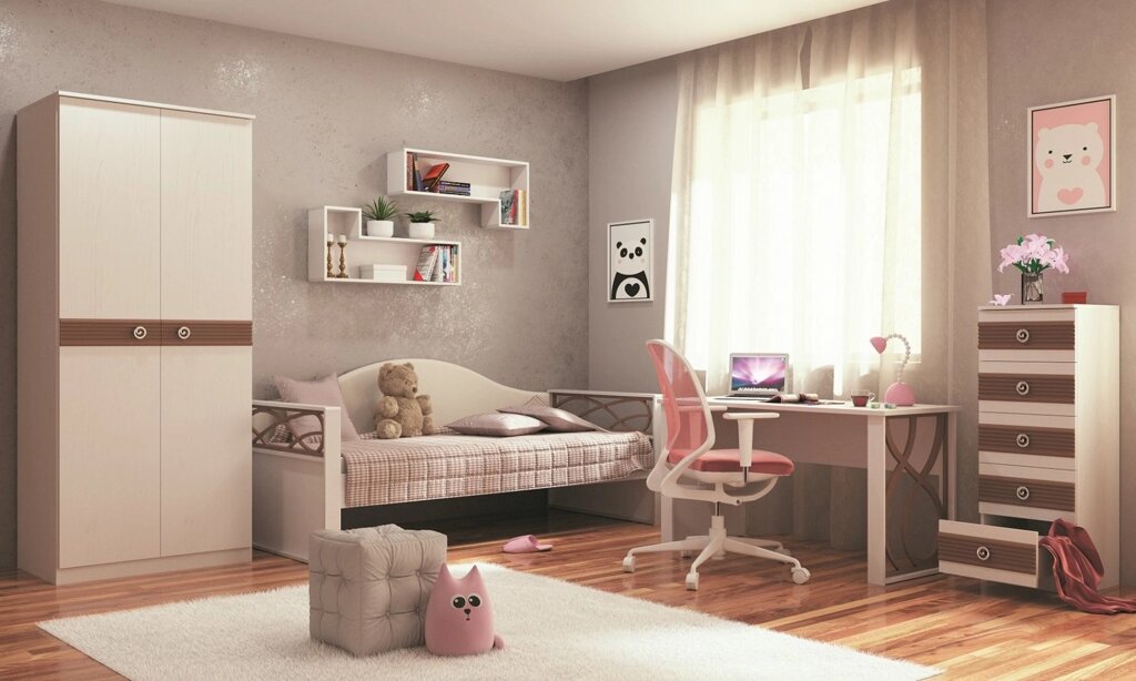 Молодежная комната Саманта для девочки (комплект 3) от компании Мебельный магазин ГОССА - фото 1