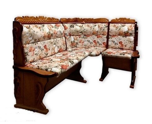 Кухонный диван из массива Шерлок угловой диван с резьбой - Мебельный магазин ГОССА