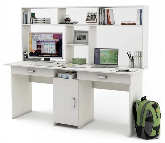 Письменный стол для двоих Лайт - 10Я с надстройкой от компании Мебельный магазин ГОССА - фото 1