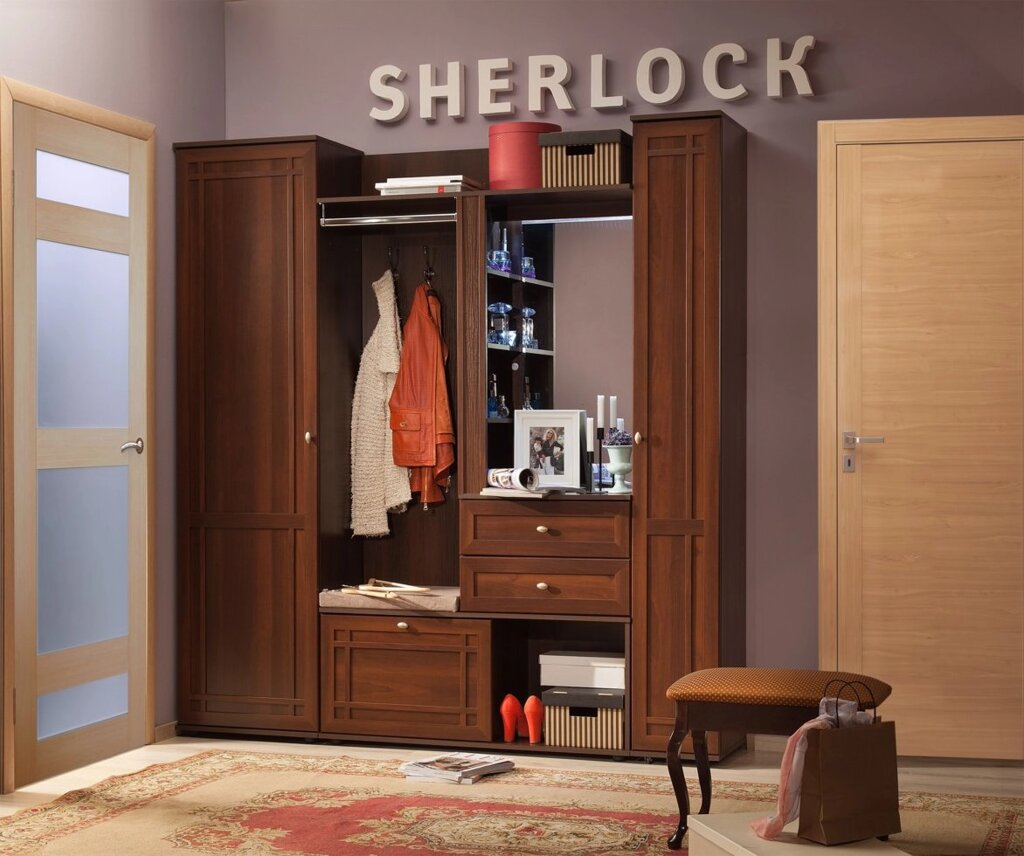 Прихожая «Sherlock» (Шерлок), Орех шоколадный. Комплект 2 от компании Мебельный магазин ГОССА - фото 1