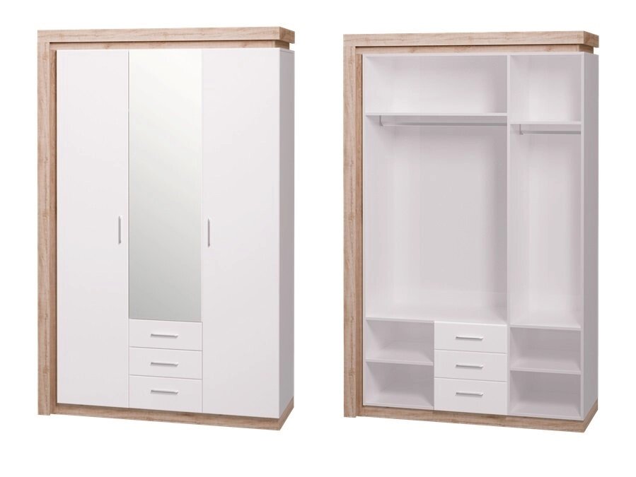 Шкаф 3-х дверный с зеркалом, 3 ящика Люмен 15 от компании Мебельный магазин ГОССА - фото 1