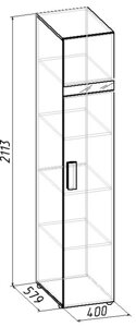 Шкаф для белья 1. Фасад Палисандр (левый) Hyper