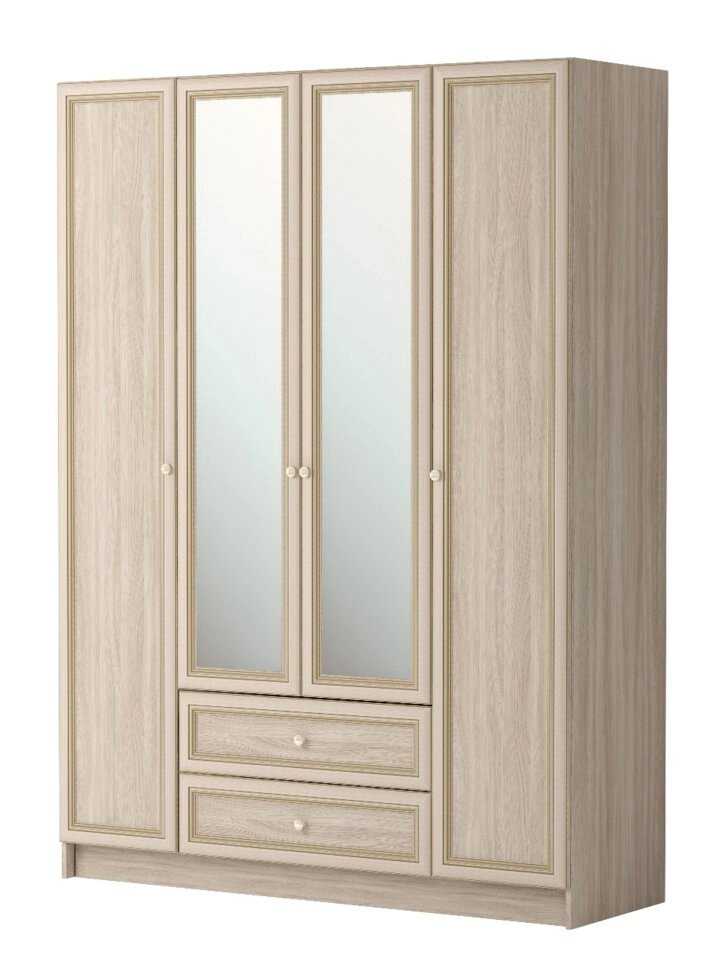 Шкаф комбинированный 4-х дверный С ЗЕРКАЛОМ 25 Брайтон от компании Мебельный магазин ГОССА - фото 1