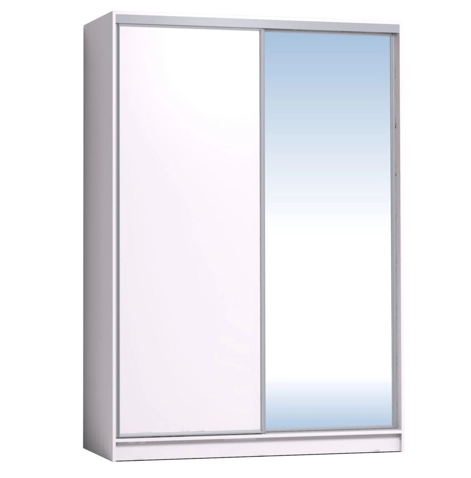 Шкаф-купе 1600 Домашний зеркало/лдсп + шлегель, Белый от компании Мебельный магазин ГОССА - фото 1