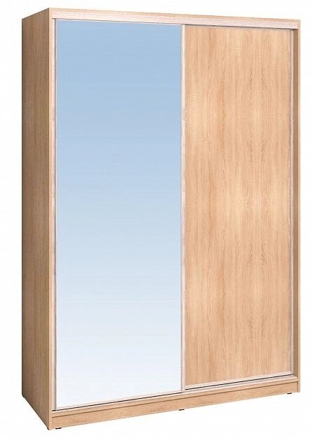 Шкаф-купе 1600 Домашний зеркало/лдсп + шлегель, Дуб Сонома от компании Мебельный магазин ГОССА - фото 1