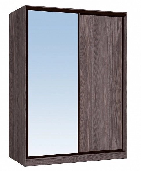 Шкаф-купе 1600 Домашний зеркало/лдсп + шлегель, Ясень Анкор темный от компании Мебельный магазин ГОССА - фото 1