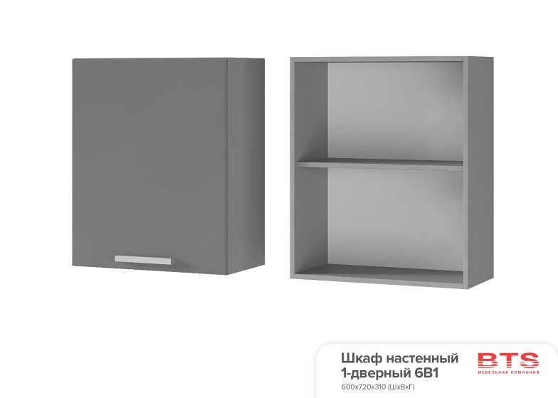 Шкаф настенный 1-дверный Монро 6В1 от компании Мебельный магазин ГОССА - фото 1