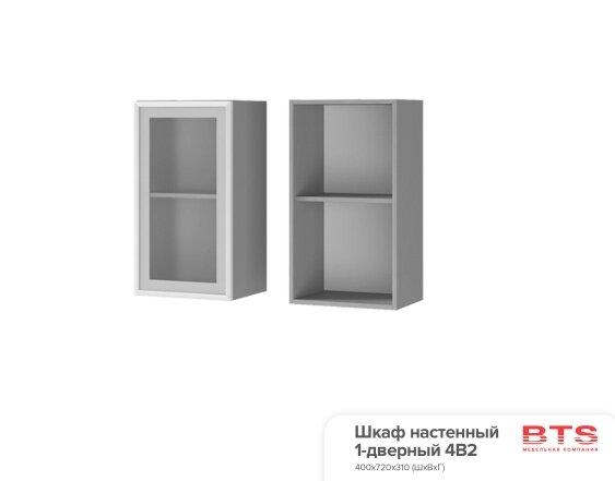 Шкаф настенный 1-дверный со стеклом Титан 4В2 от компании Мебельный магазин ГОССА - фото 1