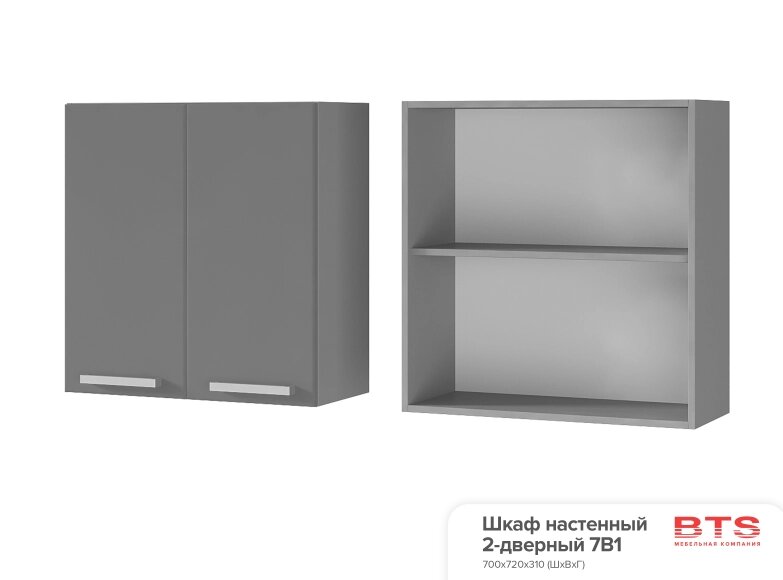 Шкаф настенный 2-дверный Арабика 7В1 от компании Мебельный магазин ГОССА - фото 1