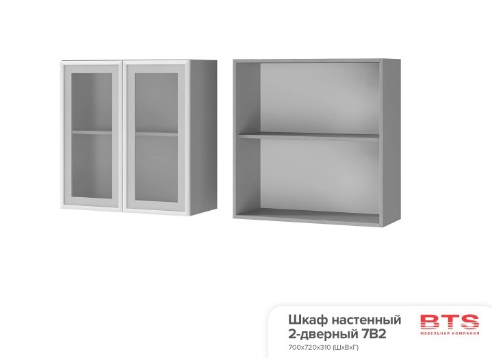 Шкаф настенный 2-дверный со стеклом Монро 7В2 от компании Мебельный магазин ГОССА - фото 1