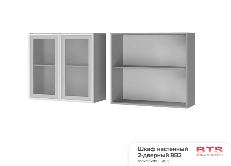 Шкаф настенный 2-дверный со стеклом Прованс 2 8В2 от компании Мебельный магазин ГОССА - фото 1