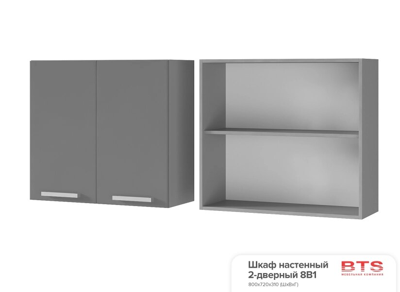 Шкаф настенный 2-дверный Титан 8В1 от компании Мебельный магазин ГОССА - фото 1