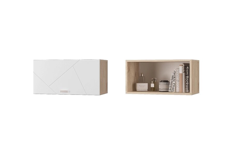 Шкаф настенный Скайлайн (600) с горизонтальной дверью белый от компании Мебельный магазин ГОССА - фото 1