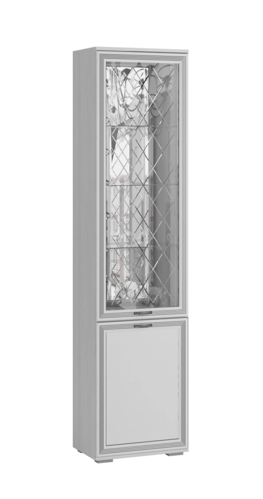 Шкаф-пенал с витриной Ливорно ЛШ-4, ясень анкор светлый от компании Мебельный магазин ГОССА - фото 1