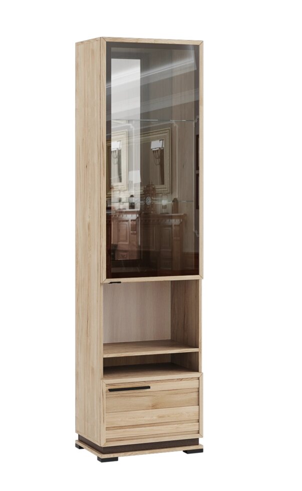 Шкаф-пенал со стеклом Модена МШ-3, гикори рокфорд/венге от компании Мебельный магазин ГОССА - фото 1