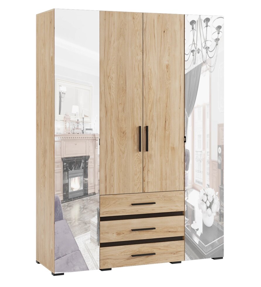 Шкаф с зеркалом Модена МШ-24, гикори рокфорд от компании Мебельный магазин ГОССА - фото 1
