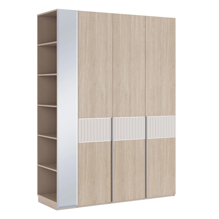 Шкаф трехдверный со стеллажом Беатрис 8+13 от компании Мебельный магазин ГОССА - фото 1