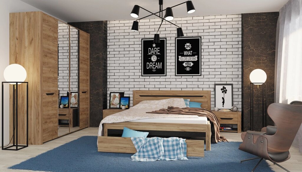 Спальня Афина, Дуб крафт (комплект 2) от компании Мебельный магазин ГОССА - фото 1