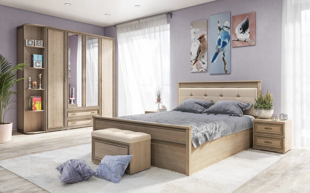 Спальня Ливорно, Дуб сонома (комплект 1) от компании Мебельный магазин ГОССА - фото 1