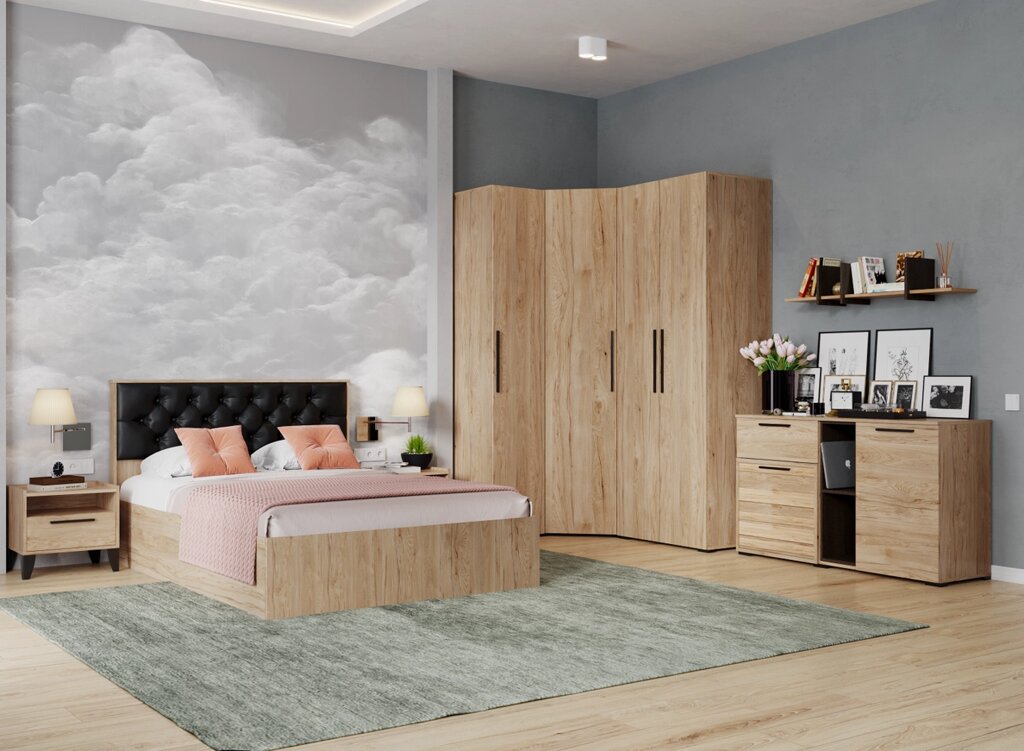 Спальня Модена (комплект 2), гикори рокфорд/венге от компании Мебельный магазин ГОССА - фото 1