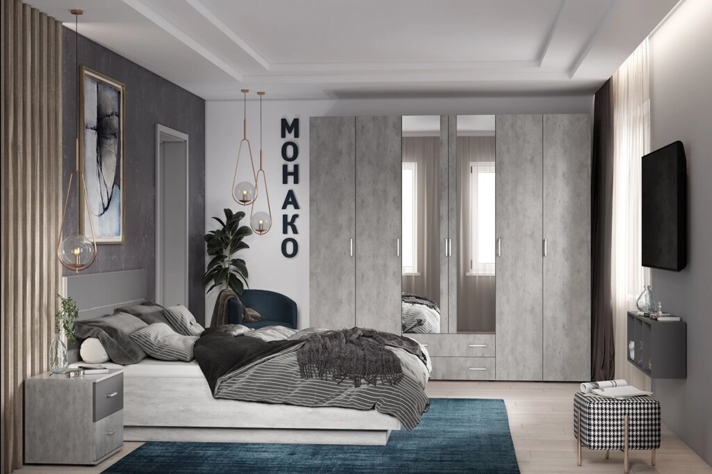 Спальня Монако (комплект 2), atelier светлый от компании Мебельный магазин ГОССА - фото 1