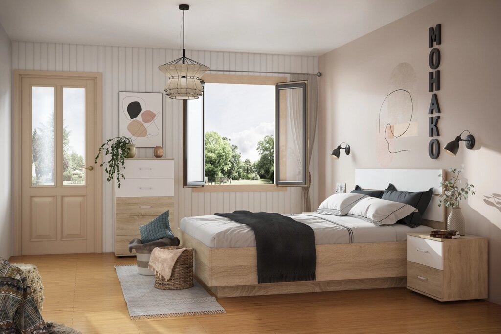 Спальня Монако (комплект 3), дуб сонома от компании Мебельный магазин ГОССА - фото 1