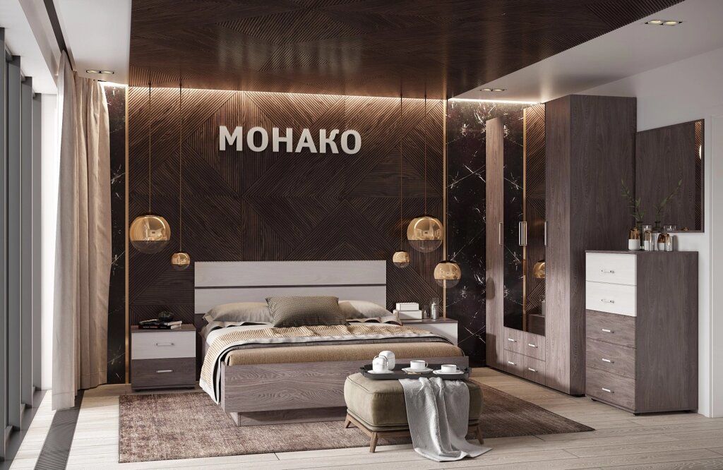 Спальня Монако (комплект 5), ясень анкор темный от компании Мебельный магазин ГОССА - фото 1
